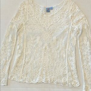 Pink Melo all lace Sheer Floral Cotton blend washable cream Small